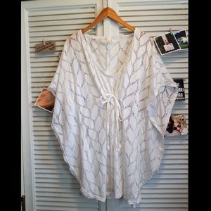 White Cinched Waist Beach Cover Up CURVY / PLUS 🌊