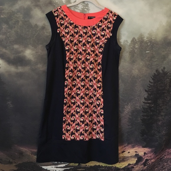 Retro color blocked fitted dress - Picture 1 of 3