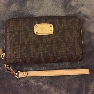 Brown authentic Michael Kors wallet wristlet