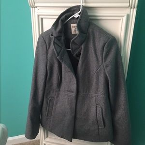 Grey Old Navy Jacket with ruffle collar detail