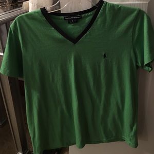 L V neck Green Polo shirt
