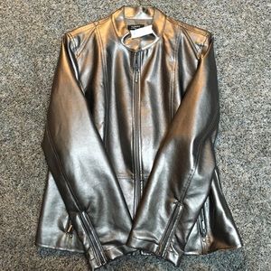 Metallic leather coat