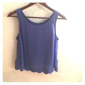 Royal blue scalloped blouse