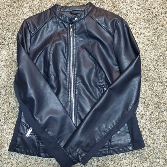 Navy leather jacket