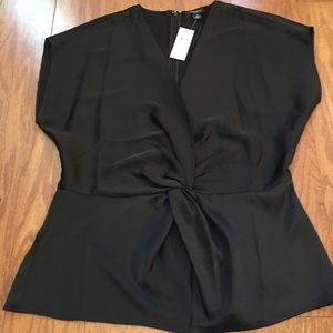 Black silk short sleeve Ann Taylor shirt