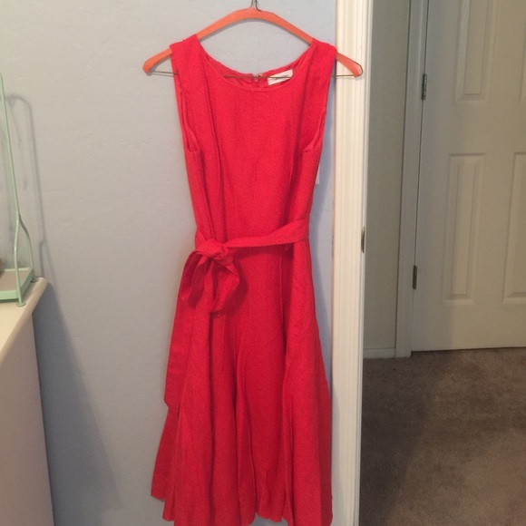 Red Calvin Klein Dress with Piping and Lining