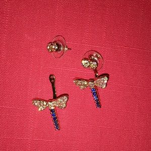 Betsey Johnson Rhinestone Dragonfly Earrings