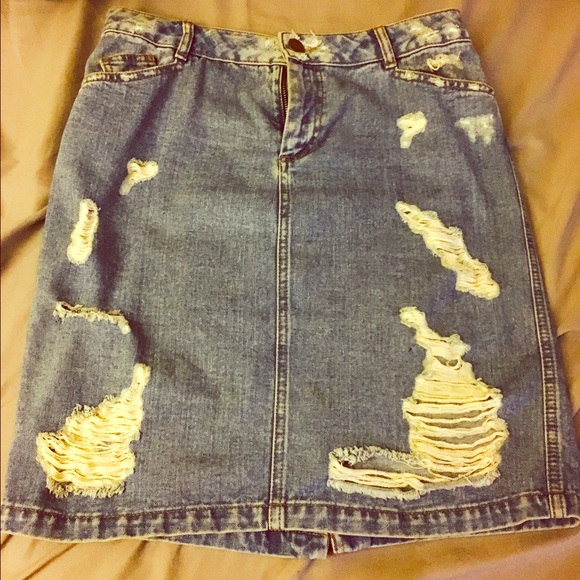 Asos Distressed denim skirt