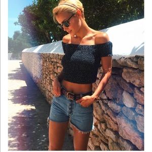 Brandy Melville navy white dots Charlene top
