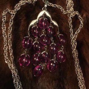 Vintage 60s PURPLE Trifari Tear Drop Necklace