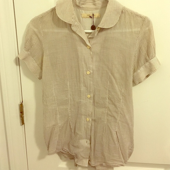 Grey and white striped blouse