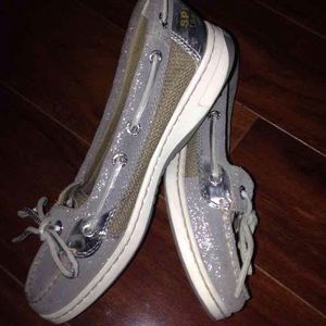 Silver sparkle sperrys Sz 5.5