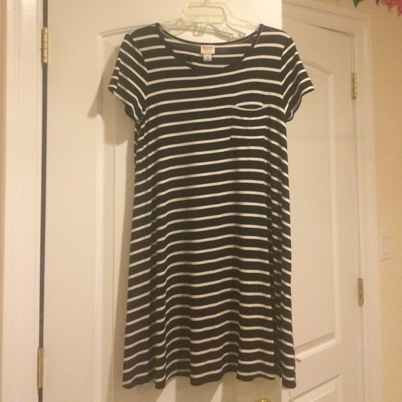 Black with white stripes tee shirt dress