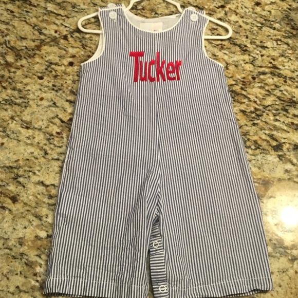 Monogrammed blue stripe
