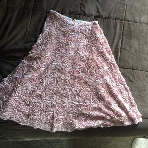 Anthropologie  Petaluma pink rosette skirt