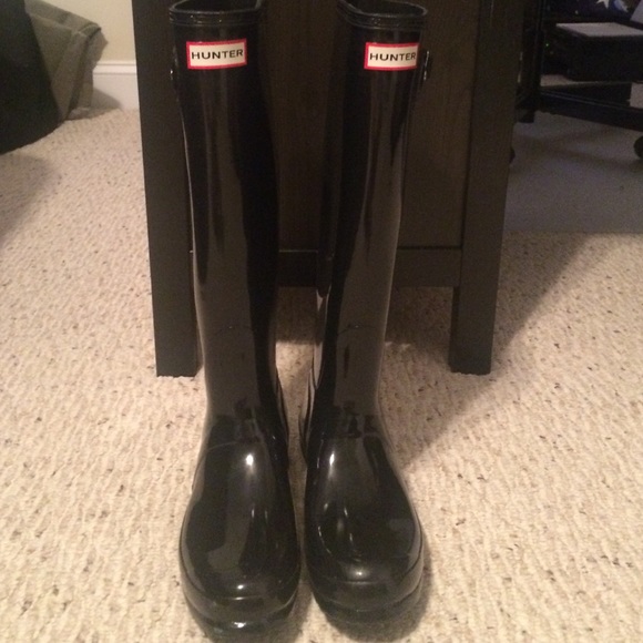 Hunter rain boots tall glossy