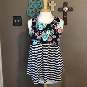 Floral/ stripe tank
