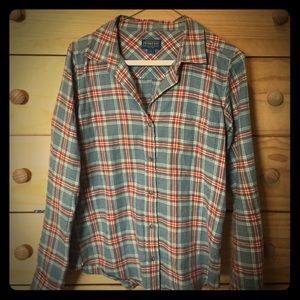 Ladies Pendleton light wool blue plaid shirt