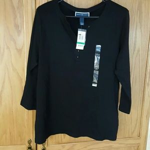 Karen Scott Black Cotton Top NWT