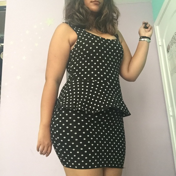Peplum polkadot mini dress - Picture 1 of 3