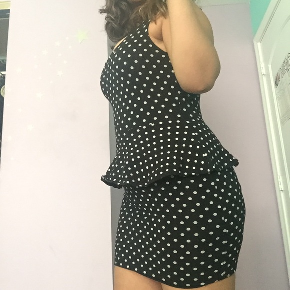 Peplum polkadot mini dress - Picture 2 of 3