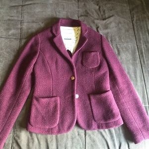 Anthropologie burgandy tweed blazer