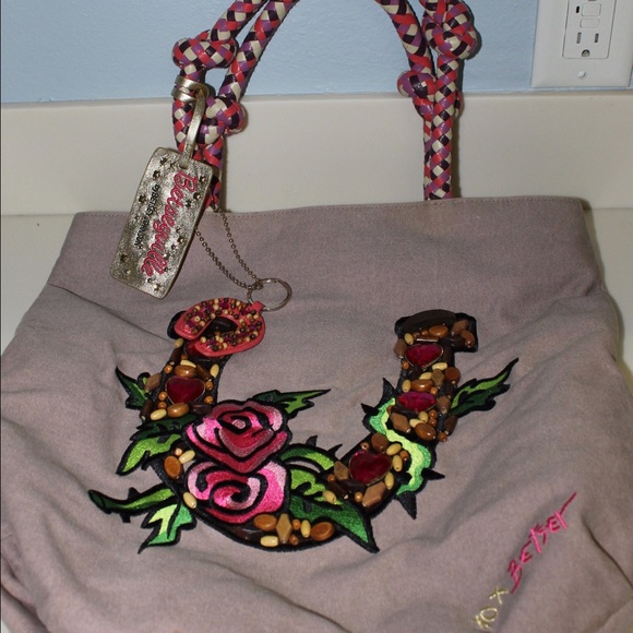 Purple Betsey Johnson tote bag