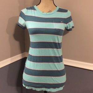 AEO Blue Stripped Tee 💎 Medium