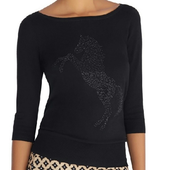 White House Black Market Sweaters - 3/4 sleeve embellished horse pullover