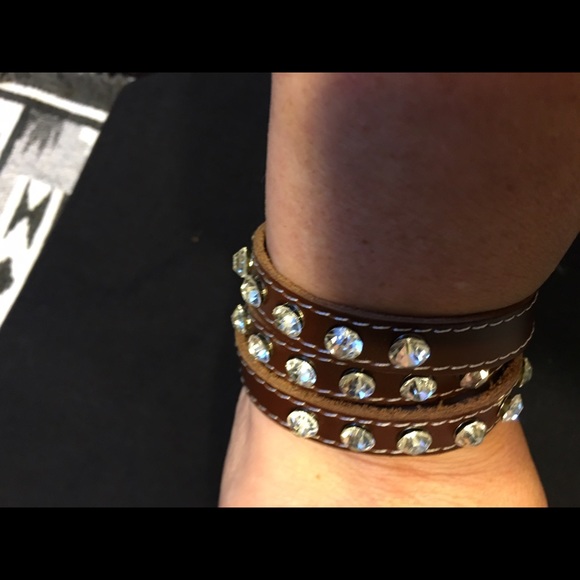 Triple wrap leather bracelet.
