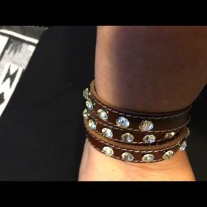 Triple wrap leather bracelet.