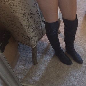 Zara black thigh high boots