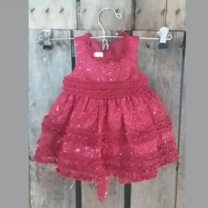 6 Months Maroon Sequin Special Occasion Dress