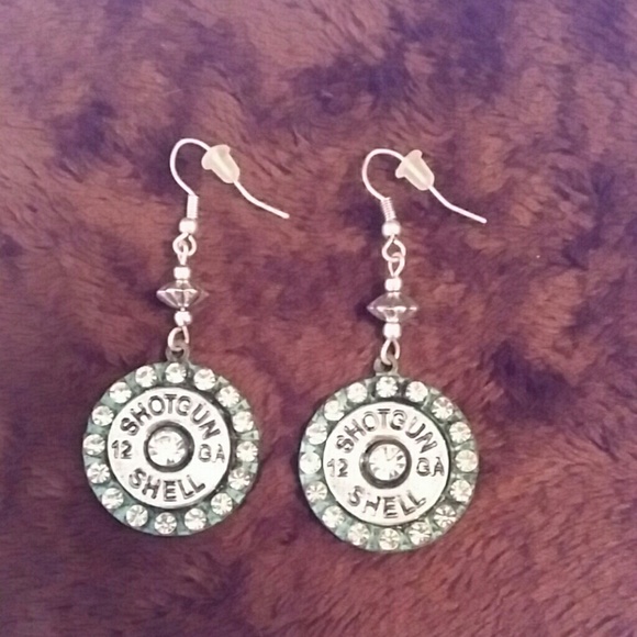 12 GA shotgun shell bullet earrings with rhineston - Picture 2 of 3