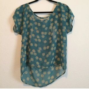 Teal blouse with back cutouts