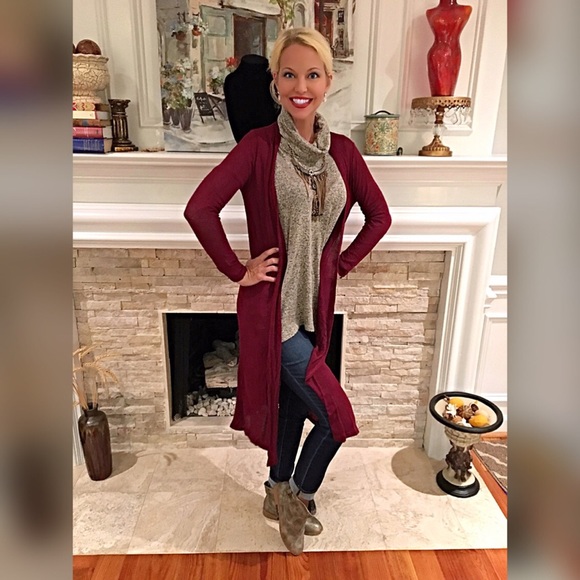 Gorgeous burgundy button down duster! Last ONE!! - Picture 2 of 2