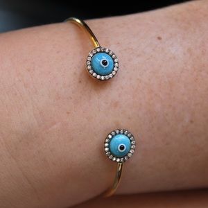 Sterling Silver Eye Cuff Bangle Bracelet
