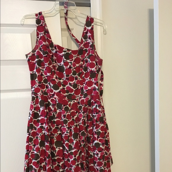 TALBOTS belted brown & maroon sun dress- Midi.