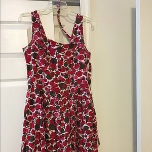 TALBOTS belted brown & maroon sun dress- Midi.