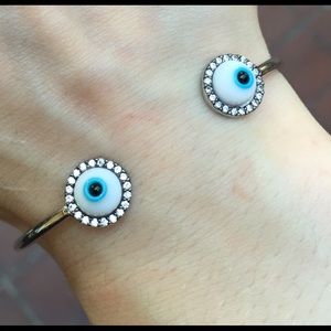 Sterling Silver Eye Cuff Bangle Bracelet