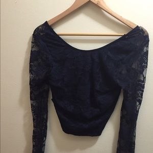 Navy Lace crop top