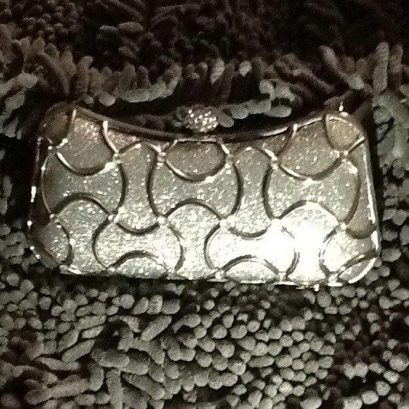 Grey sparkly clutch.