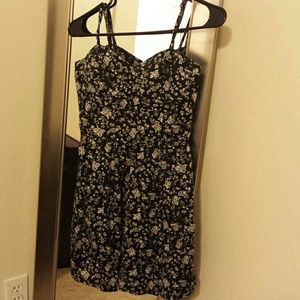 Black white floral dress