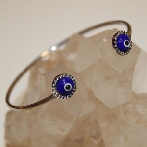 Sterling Silver Eye Cuff Bangle Bracelet