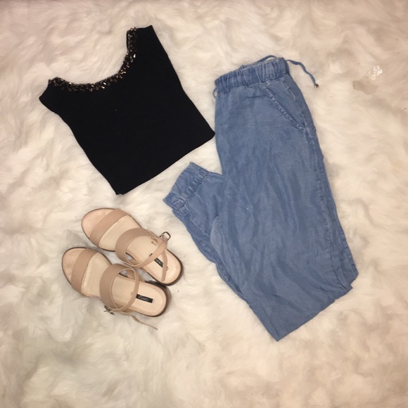 JEAN MATERIAL HIGH WAIST JOGGERS
