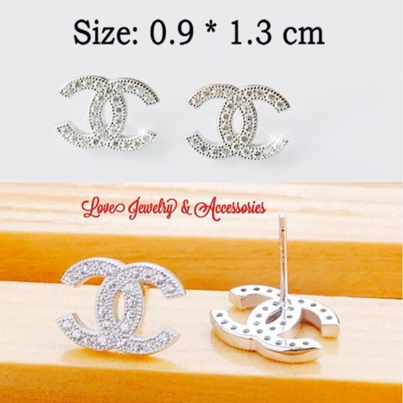 Luxury Design C Logo 925 Silver Stamped Earrings - Picture 2 of 2