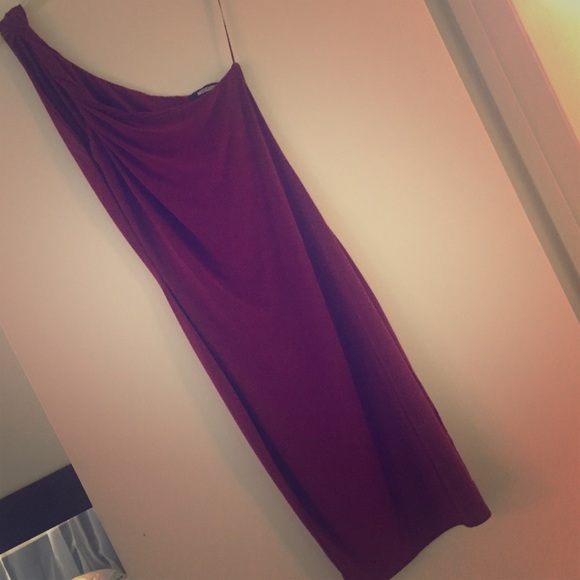 Red one shoulder dress