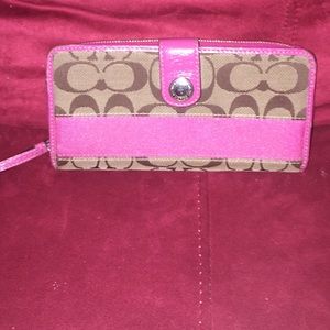 Pink/ brown coach wallet