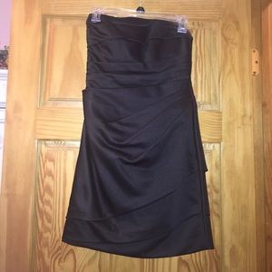 David's Bridal short black strapless dress