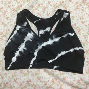 PINK black tie dye racer back sports bra